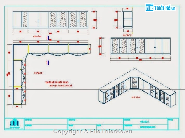 Bếp và tủ,bố trí đền,Chi tiết tủ,Chi tiết mặt đứng